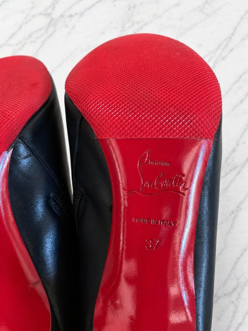 Christian Louboutin Black Napa Leather New Simple Botta Knee Length Boots 37 - Picture 10 of 15